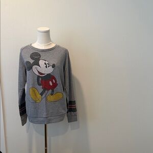 Disney Mickey Mouse Sweatshirt Women’s Medium Gray Varsity Graphic Pullover